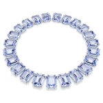 Millenia necklace Oversized crystals, Octagon cut, Blue, Rhodium plated