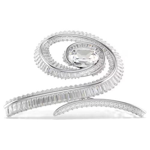 Ariana Grande x Swarovski hair clip Baguette cut, White, Rhodium plated