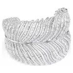 Vienna choker Mixed cuts, Feather, White, Rhodium plated
