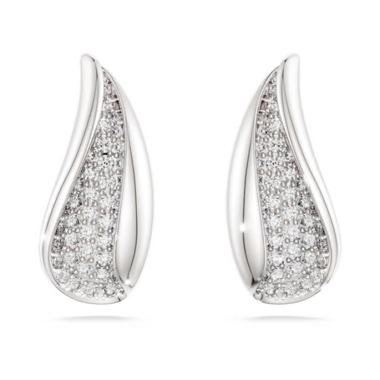 Swarovski Classica drop earrings Round cut, White, Sterling silver