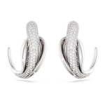 Swarovski Classica hoop earrings Statement, Round cut, White, Sterling silver