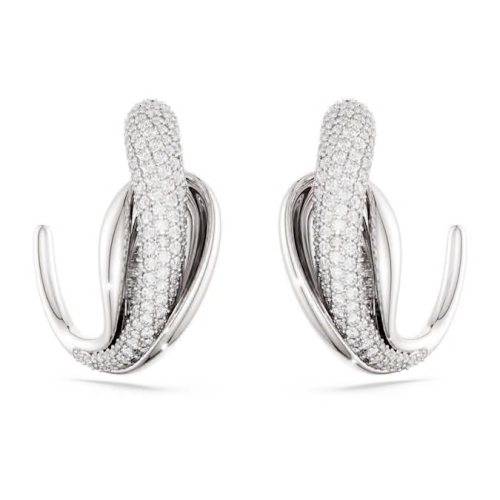 Swarovski Classica hoop earrings Statement, Round cut, White, Sterling silver