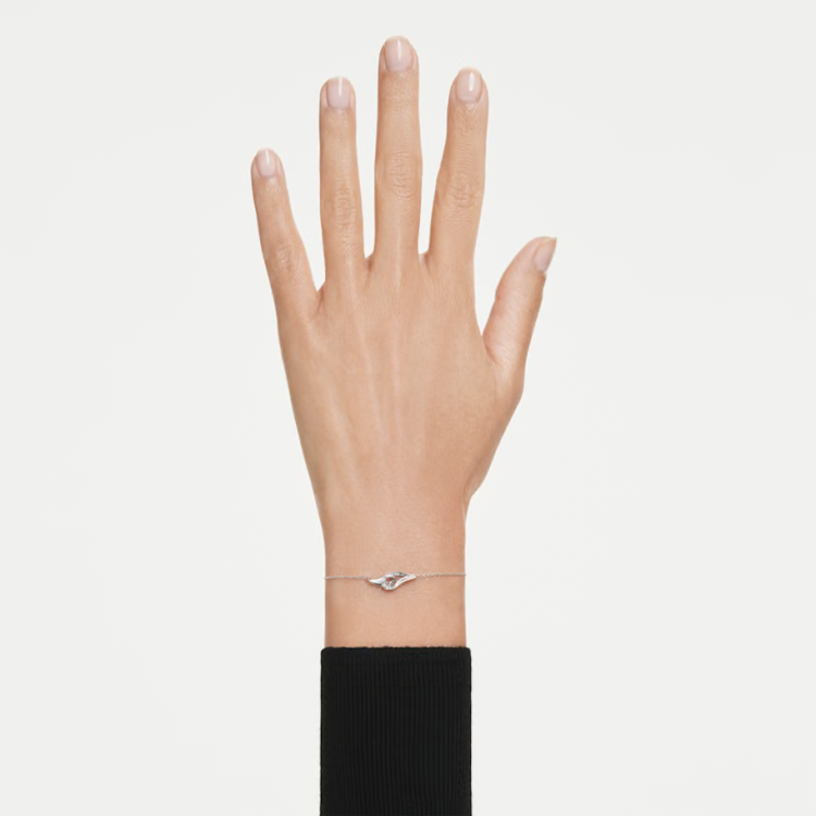 Swarovski Classica bracelet Round cut, Interlocking, White, Sterling silver
