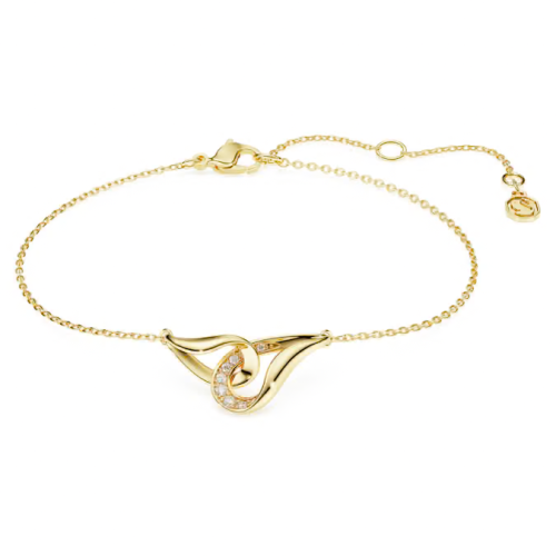 Swarovski Classica bracelet Round cut, Interlocking, White, Sterling silver, 18K gold finish