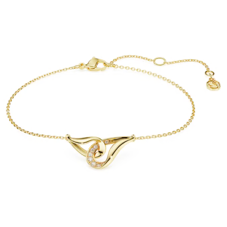 Swarovski Classica bracelet Round cut, Interlocking, White, Sterling silver, 18K gold finish
