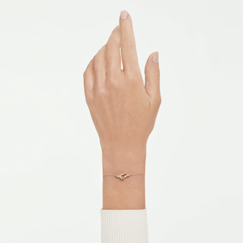 Swarovski Classica bracelet Round cut, Interlocking, White, Sterling silver, 18K gold finish