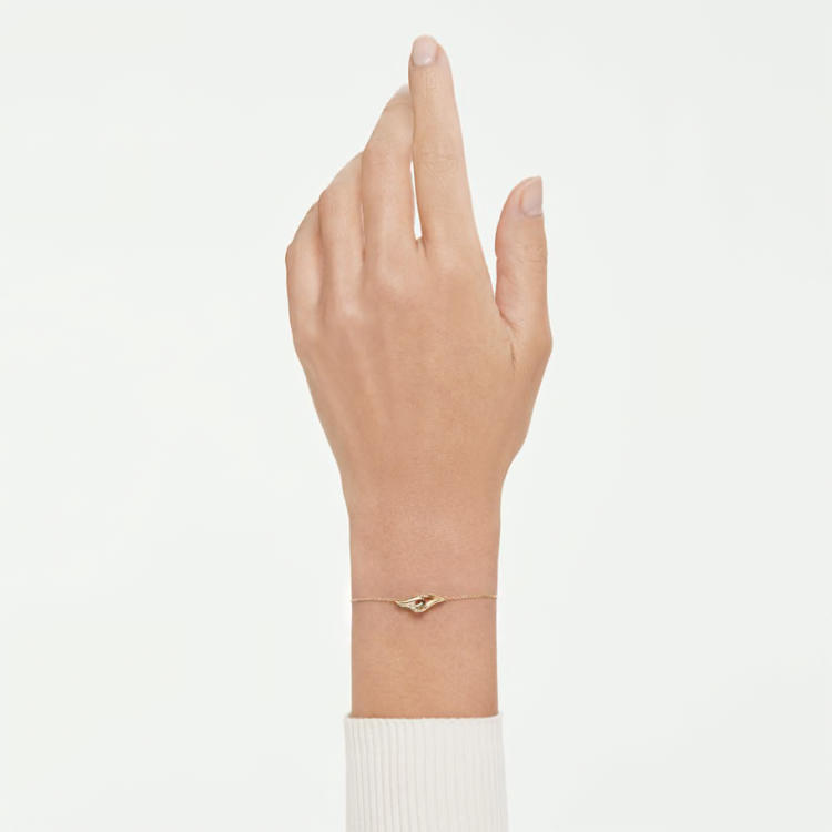 Swarovski Classica bracelet Round cut, Interlocking, White, Sterling silver, 18K gold finish