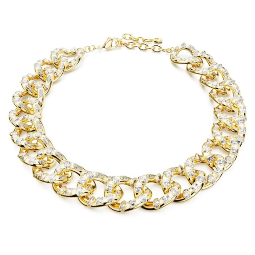 Dextera necklace Statement, Mixed cuts, Large, White, Gold-tone plated