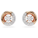Dextera stud earrings Round cut, White, Rose gold-tone plated