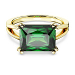 Matrix cocktail ring Rectangular cut, Green, Gold-tone plated