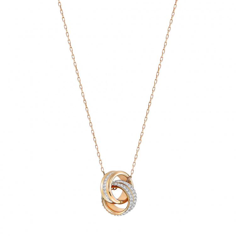 Further Pendant, White, Rose-gold tone plated