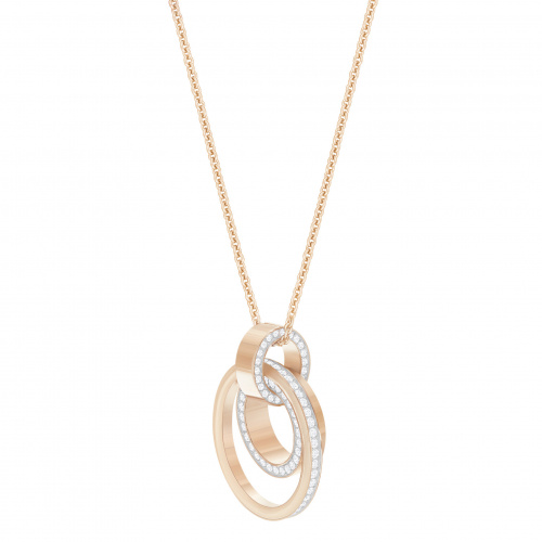 Hollow Pendant, White, Rose-gold tone plated
