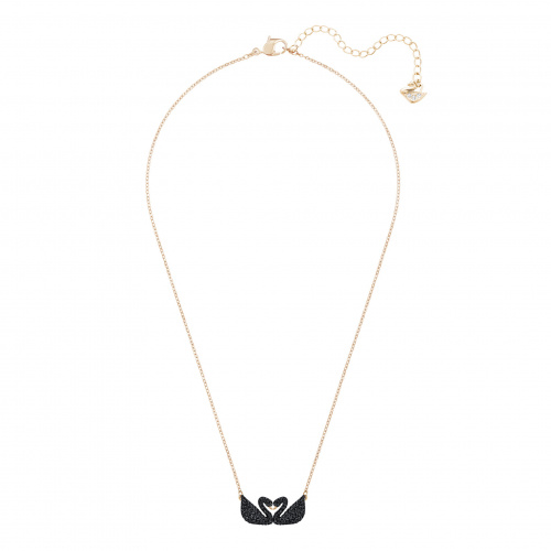 Swarovski Iconic Swan Necklace, Black, Rose-gold tone plated