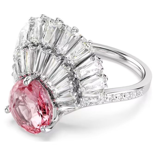 Idyllia cocktail ring Mixed cuts, Shell, Pink, Rhodium plated