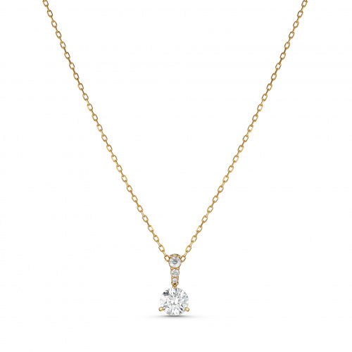 Solitaire Pendant, White, Gold-tone plated