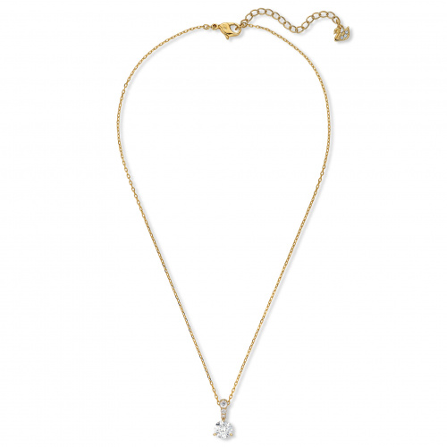Solitaire Pendant, White, Gold-tone plated