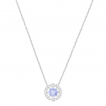 Swarovski Sparkling Dance Round Necklace, Blue, Rhodium plated