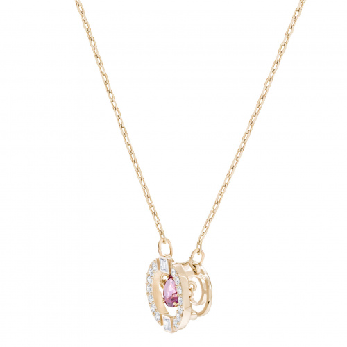 Swarovski Sparkling Dance Round Necklace, Red, Rose-gold tone plated