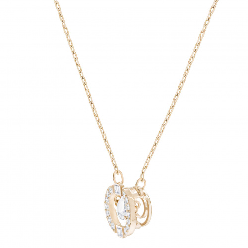 Swarovski Sparkling Dance Round Necklace, White, Rose-gold tone plated