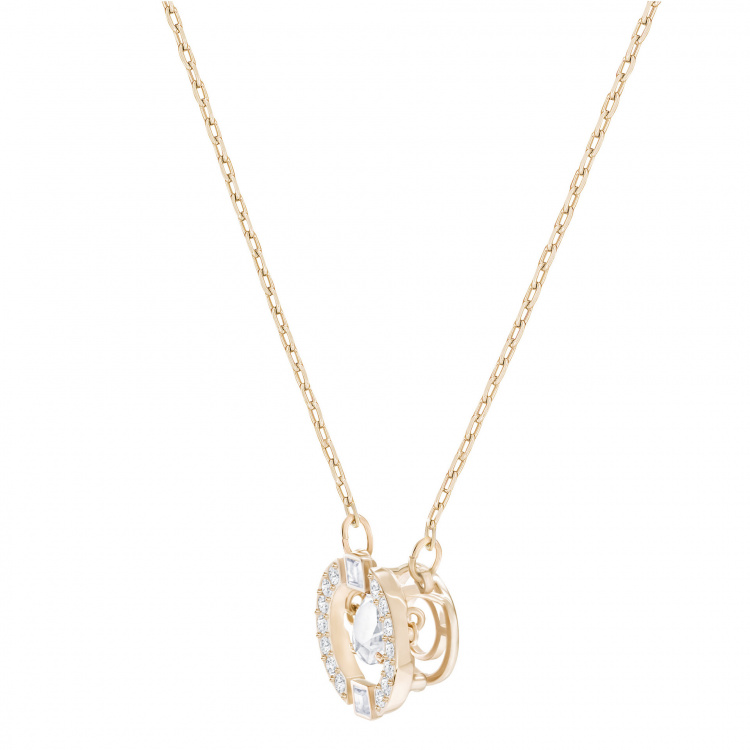 Swarovski Sparkling Dance Round Necklace, White, Rose-gold tone plated