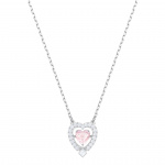 Swarovski Sparkling Dance Heart Necklace, Pink, Rhodium plated