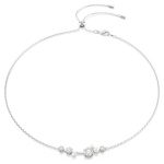 Constella necklace Crystal pearl, Round cuts, White, Rhodium plated