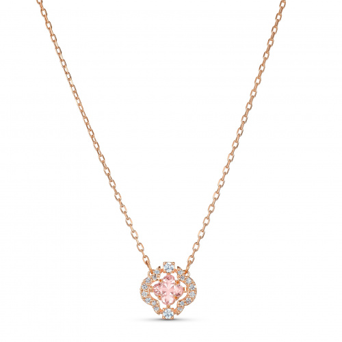 Swarovski Sparkling Dance Clover Necklace, Pink, Rose-gold tone plated