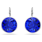 Bella drop earrings Round cut, Blue, Rhodium plated