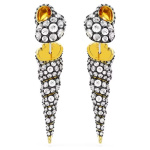 Idyllia drop earrings Asymmetrical design, Round cut, Shell, White, Mixed metal finish