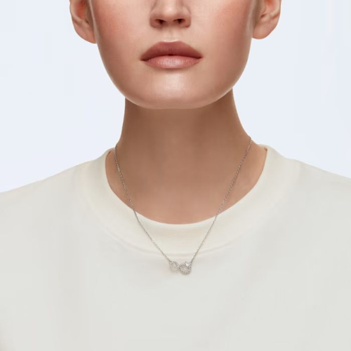 Swarovski Infinity Necklace, White, Rhodium plated