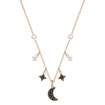 Swarovski Symbolic Moon Necklace, Black, Rose-gold tone plated