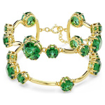 Constella double bangle Mixed round cuts, Green, Gold-tone plated