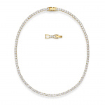 Tennis Deluxe Necklace, White, Gold-tone plated