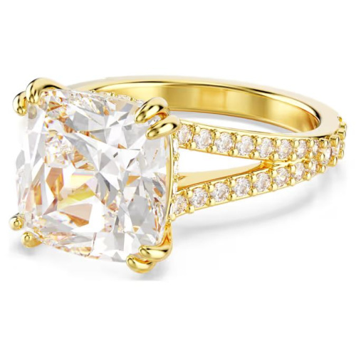 Stilla cocktail ring Square cut, White, Gold-tone plated