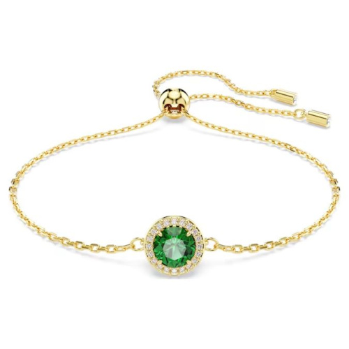 Una bracelet Round cut, Pavé, Green, Gold-tone plated