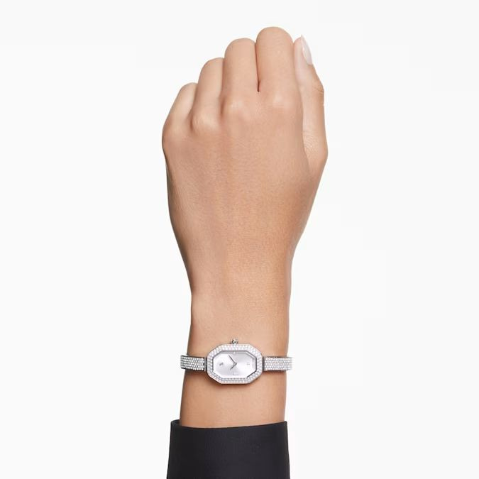 Dextera Bangle watch Swiss Made, Metal bracelet, Silver tone, Stainless steel