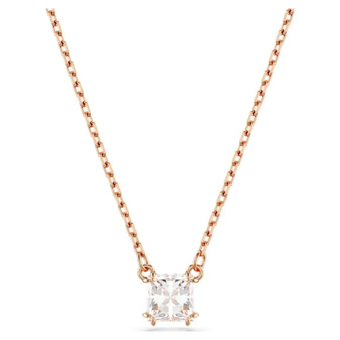 Stilla pendant Square cut, White, Rose gold-tone plated