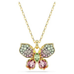 Idyllia pendant Mixed cuts, Pavé, Butterfly, Multicolored, Gold-tone plated