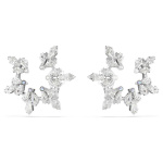 Idyllia clip earrings Mixed cuts, Snowflake, White, Rhodium plated