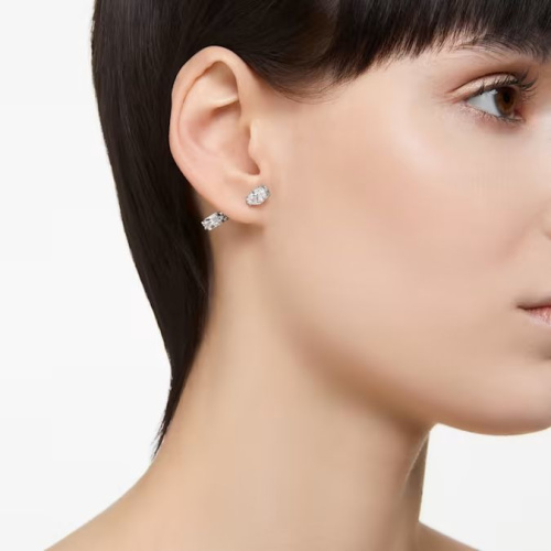 Mesmera bar earrings Mixed cuts, White, Rhodium plated