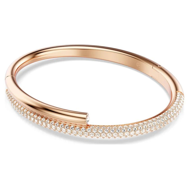 Dextera bangle Magnetic closure, White, Rose gold-tone plated