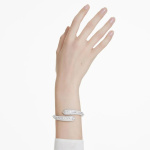 Sublima cuff Crystal pearl, Round cut, White, Rhodium plated