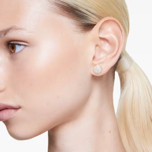 Meteora stud earrings White, Gold-tone plated