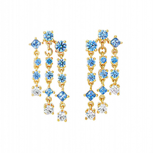 Penélope Cruz Icons of Film Chandelier Pierced Earrings, Blue, Gold-tone plated