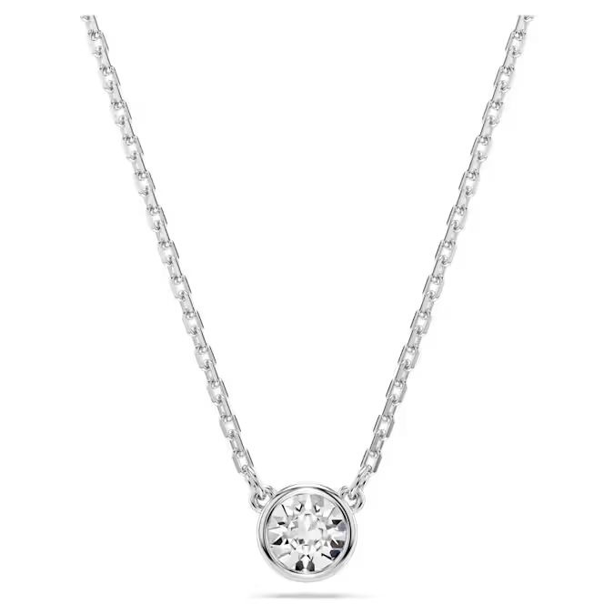 Imber pendant Round cut, White, Rhodium plated