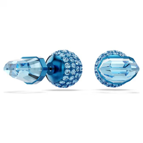 Lucent stud earrings Pavé, Ball, Blue, Blue finish