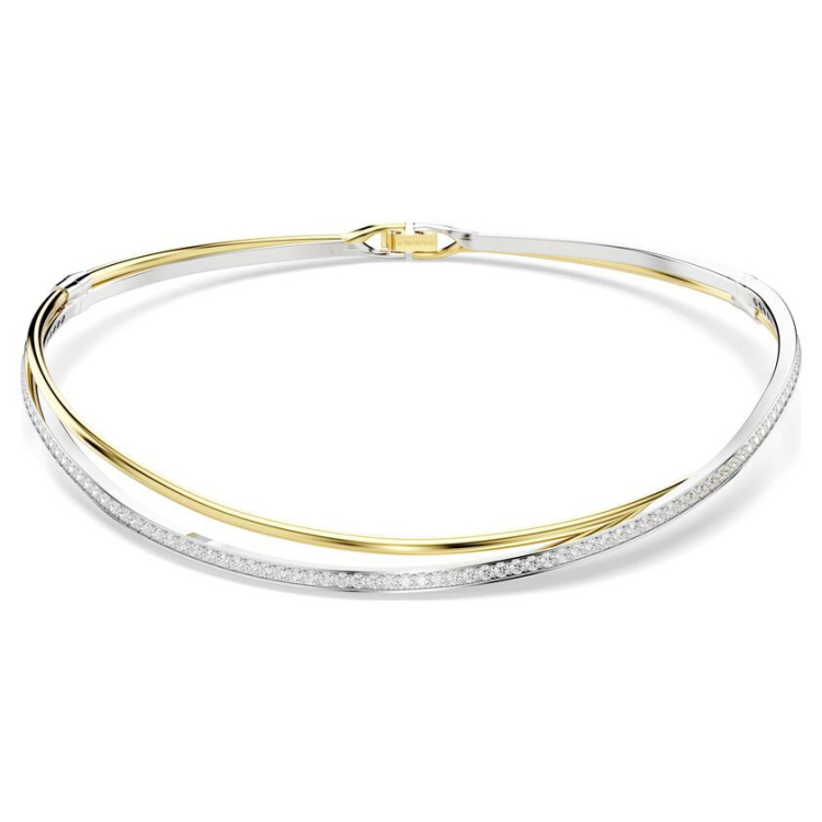 Hyperbola choker Round cut, White, Mixed metal finish