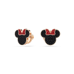 Mickey & Minnie Pierced Earrings, Black, Rose gold-tone plated