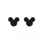 Mickey & Minnie Pierced Earrings, Black, Rose gold-tone plated