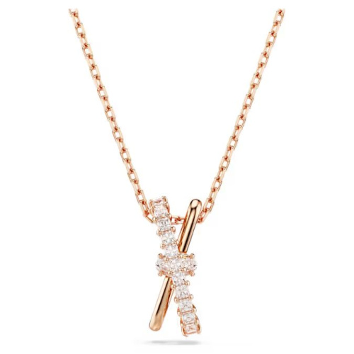 Hyperbola pendant Mixed cuts, Twist, White, Rose gold-tone plated